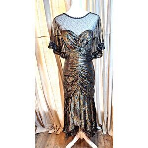 VTG New leaf By Samir Multicolor Party Dress Size 9/10